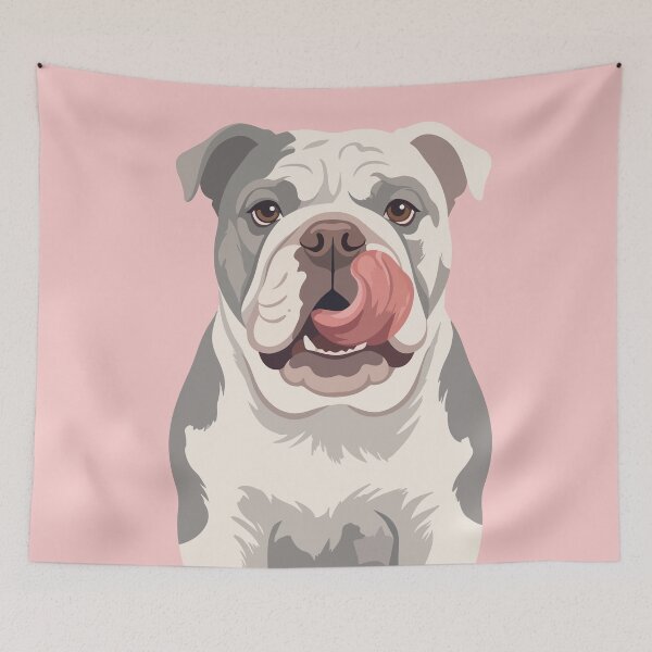 Item preview, Grumpy English Bulldog Licking Nose Vector designed and sold by BrownHorse90s.