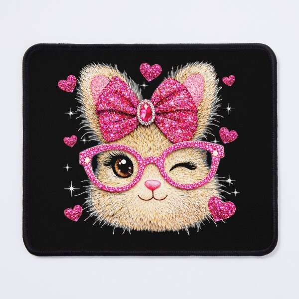 Item preview, Cute Sparkly Cat With Glasses And Bow designed and sold by QuentinHarrow.