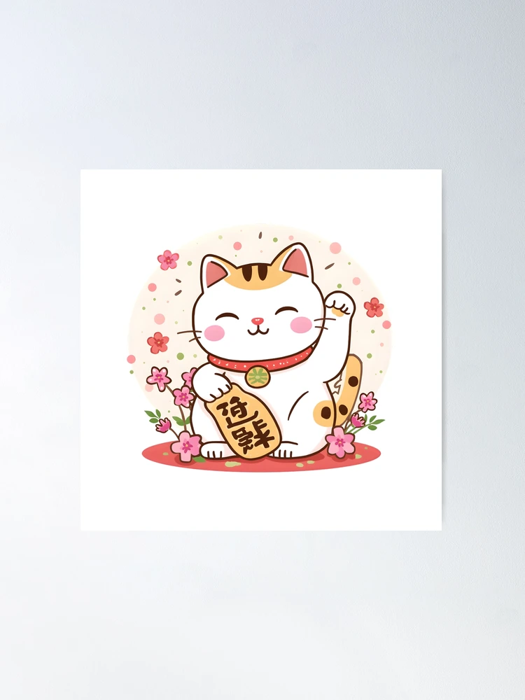 Cat Maneki-neko with sakura 
