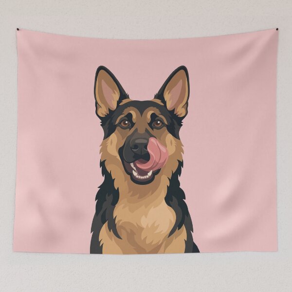 Item preview, Tongue Out Hungry German Shepherd Illustration designed and sold by BrownHorse90s.