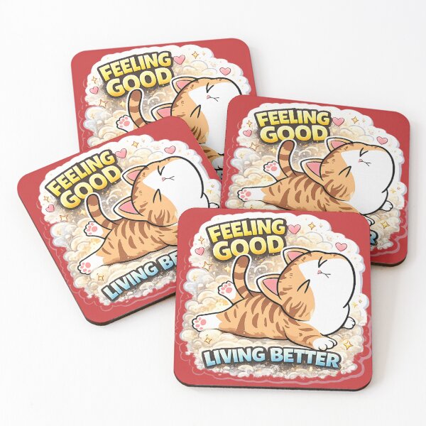 Item preview, Feeling Good Living Better Cute Cat – Positive Vibes Aesthetic Kawaii Kitten designed and sold by sumodesign.