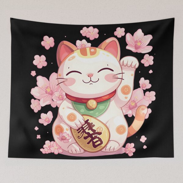 Item preview,  Cat Maneki-neko with cherry blossom designed and sold by uunaa.