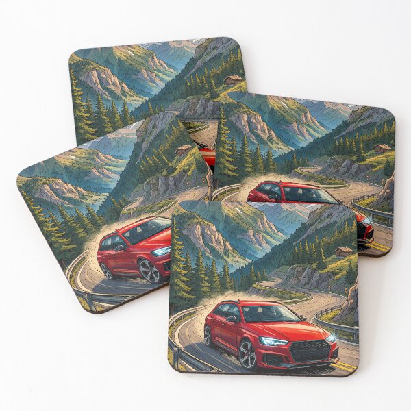 Item preview, Artistic illustration of a car on alpine roads designed and sold by RevUpDesign.