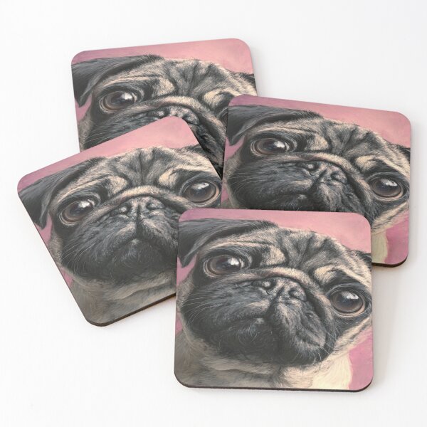 Item preview, Adorable Pug Dog Portrait Realistic Painting Art designed and sold by NicolasGlowArt.