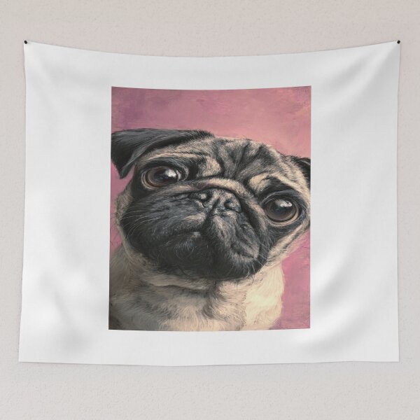 Item preview, Adorable Pug Dog Portrait Realistic Painting Art designed and sold by NicolasGlowArt.