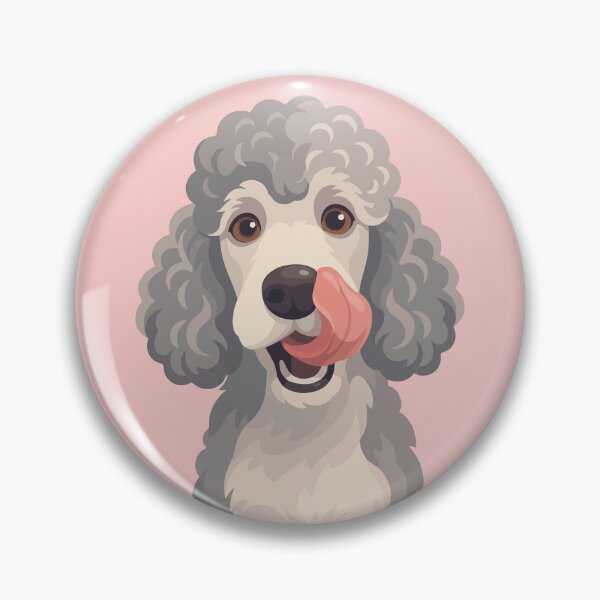 Item preview, Curly Grey Poodle Dog Licking Nose Illustration designed and sold by BrownHorse90s.