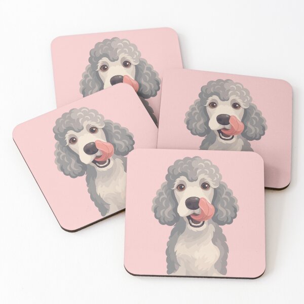 Item preview, Curly Grey Poodle Dog Licking Nose Illustration designed and sold by BrownHorse90s.