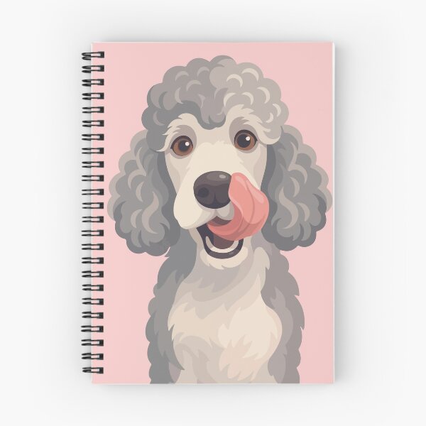 Item preview, Curly Grey Poodle Dog Licking Nose Illustration designed and sold by BrownHorse90s.