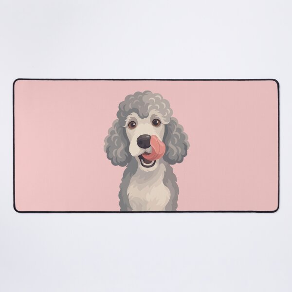 Item preview, Curly Grey Poodle Dog Licking Nose Illustration designed and sold by BrownHorse90s.