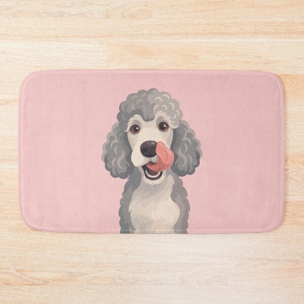 Item preview, Curly Grey Poodle Dog Licking Nose Illustration designed and sold by BrownHorse90s.