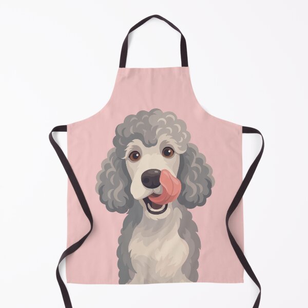 Item preview, Curly Grey Poodle Dog Licking Nose Illustration designed and sold by BrownHorse90s.