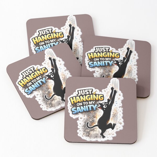 Item preview, Just Hanging On To My Sanity Funny Cat – Relatable Meme Cat Design designed and sold by sumodesign.