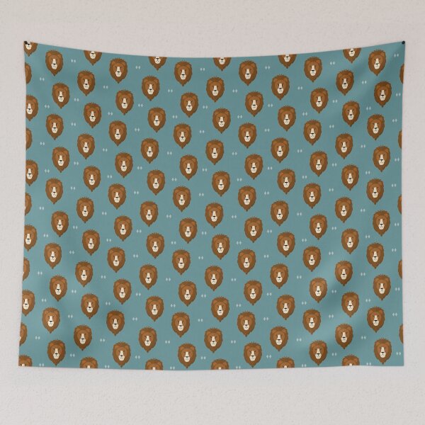 Item preview, Lion heads on blue designed and sold by reneesillus.