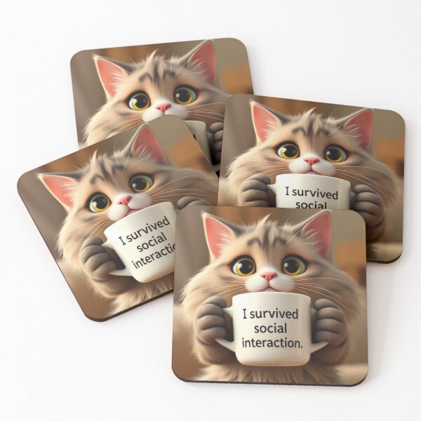 Item preview, Funny Introvert Cat I Survived Social Interaction Cute Kawaii Cat Relatable Humor Design designed and sold by Tpac-goods.