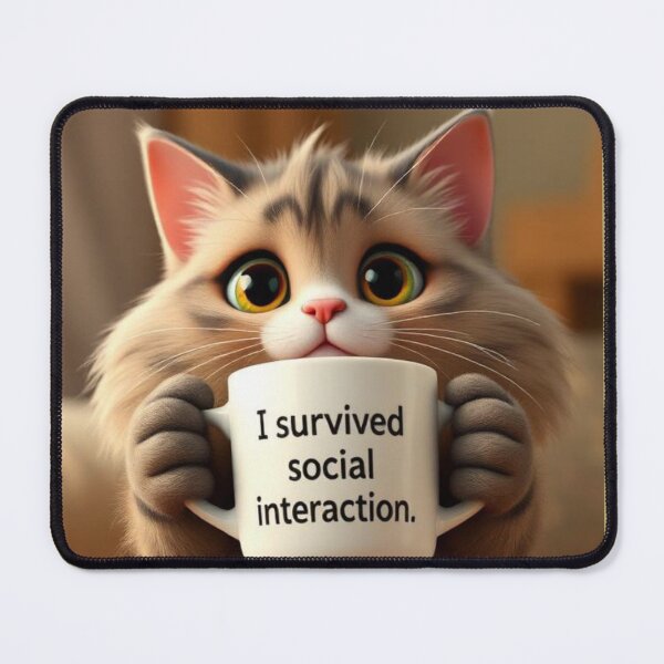 Item preview, Funny Introvert Cat I Survived Social Interaction Cute Kawaii Cat Relatable Humor Design designed and sold by Tpac-goods.