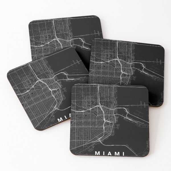 Item preview, Miami Map Print | Minimalist Noir City Map | Miami Wall Art Poster designed and sold by Lovely Maps.