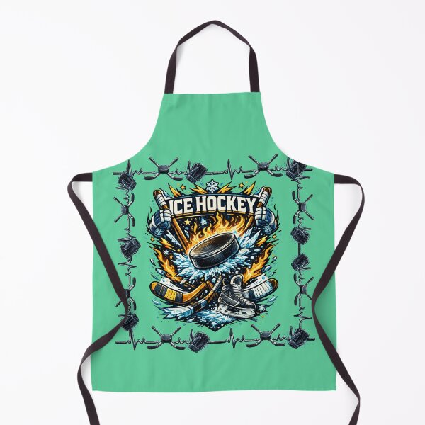 Item preview, Ice Hockey Puck And Skates With Flaming Ice Burst, Sticks And Gloves Design designed and sold by FireOrchid.