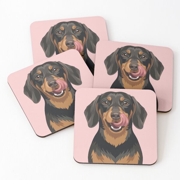 Item preview, Black and Tan Dachshund Wiener Dog Licking Nose designed and sold by BrownHorse90s.