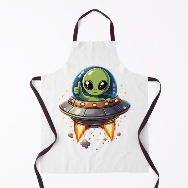 Item preview, Cute Kawaii Alien in a Flying Saucer with Thumbs Up designed and sold by CLC54.
