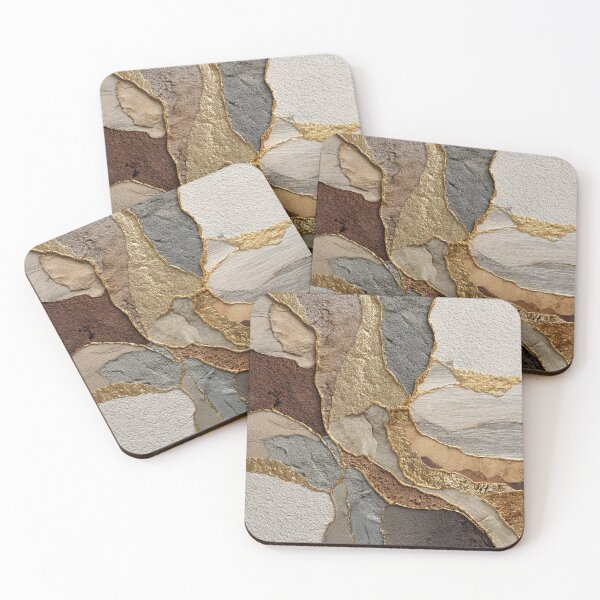 Item preview, Abstract natural stone gold design in beige-brown structured texture designed and sold by CosmicGlyph.