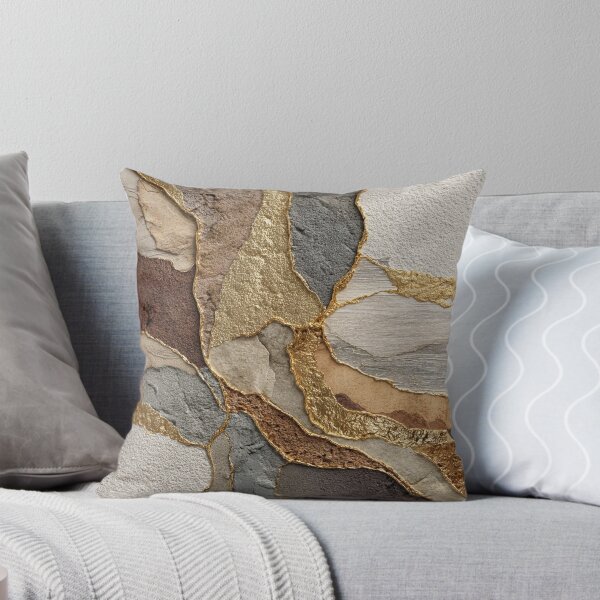 Item preview, Abstract natural stone gold design in beige-brown structured texture designed and sold by CosmicGlyph.