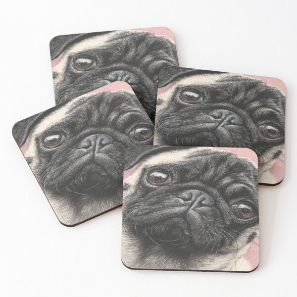 Item preview, Realistic Fawn Pug Dog Portrait Detailed Art designed and sold by NicolasGlowArt.