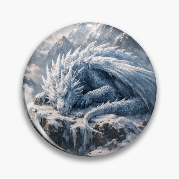 Item preview, Sleeping Ice Dragon on Snowy Mountain Peak – Epic Fantasy Winter Dragon Art designed and sold by DrakariArt.