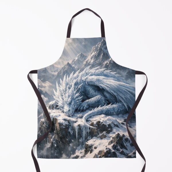 Item preview, Sleeping Ice Dragon on Snowy Mountain Peak – Epic Fantasy Winter Dragon Art designed and sold by DrakariArt.