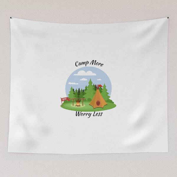 Item preview, Camp More Worry Less Nature Camping Design – Outdoor Adventure Aesthetic for Stickers, T-Shirts, Hats & Travel Gifts designed and sold by SyedaPrints.