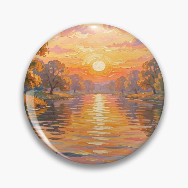 Item preview, Golden Sunset River with Impressionistic Brushstrokes and Vibrant Nature Glow designed and sold by FotoworldEdel.