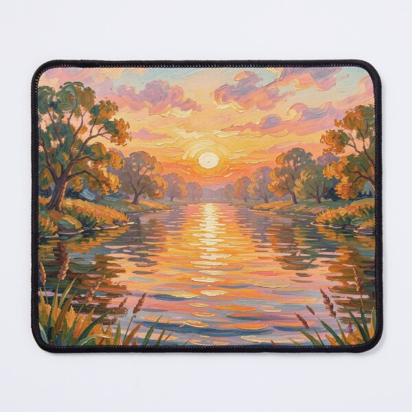 Item preview, Golden Sunset River with Impressionistic Brushstrokes and Vibrant Nature Glow designed and sold by FotoworldEdel.