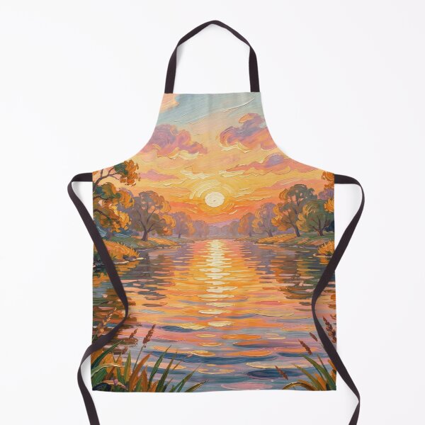 Item preview, Golden Sunset River with Impressionistic Brushstrokes and Vibrant Nature Glow designed and sold by FotoworldEdel.