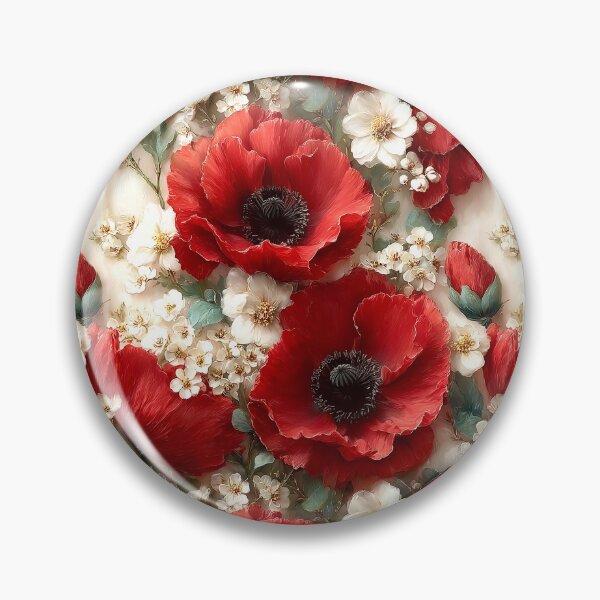 Item preview, Traditional Remembrance Poppies and White Blossom Pattern designed and sold by Nine Lives Studio.