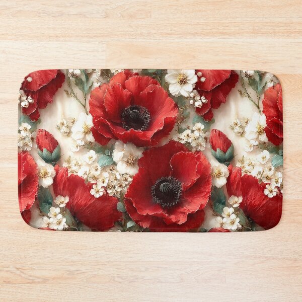 Item preview, Traditional Remembrance Poppies and White Blossom Pattern designed and sold by Nine Lives Studio.