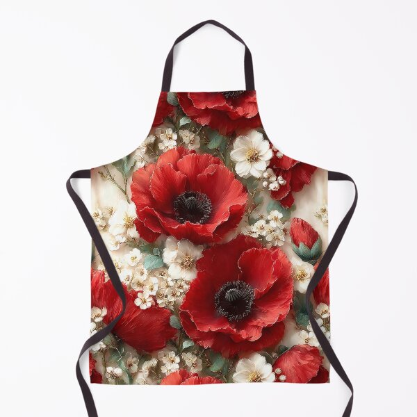 Item preview, Traditional Remembrance Poppies and White Blossom Pattern designed and sold by Nine Lives Studio.