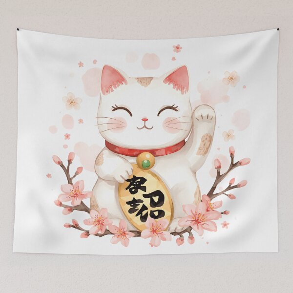 Item preview, Cat Maneki-neko with sakura  designed and sold by uunaa.