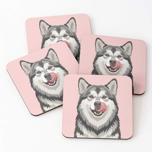 Item preview, Fluffy Alaskan Malamute Dog Licking Nose Art designed and sold by BrownHorse90s.
