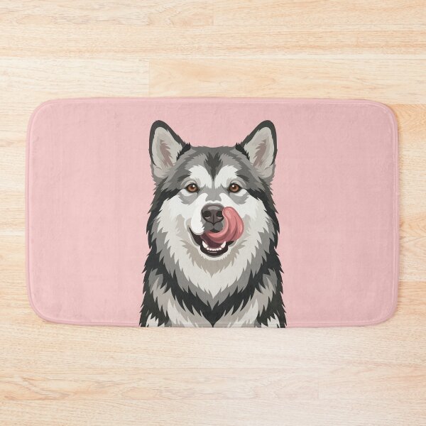 Item preview, Fluffy Alaskan Malamute Dog Licking Nose Art designed and sold by BrownHorse90s.