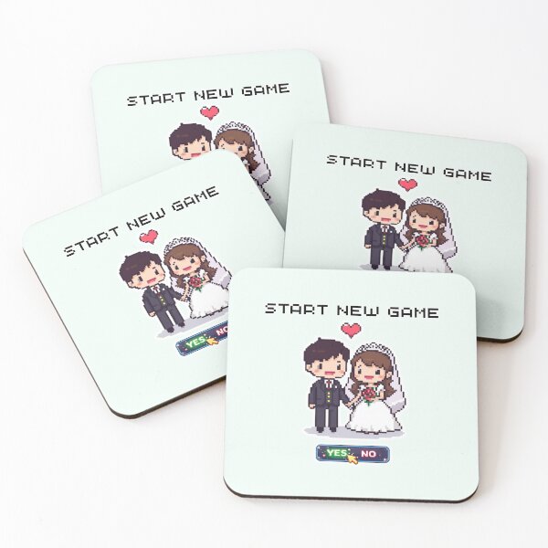 Item preview, Start New Game | Retro Pixel Art Gamer Couple Wedding designed and sold by Love&Geek.