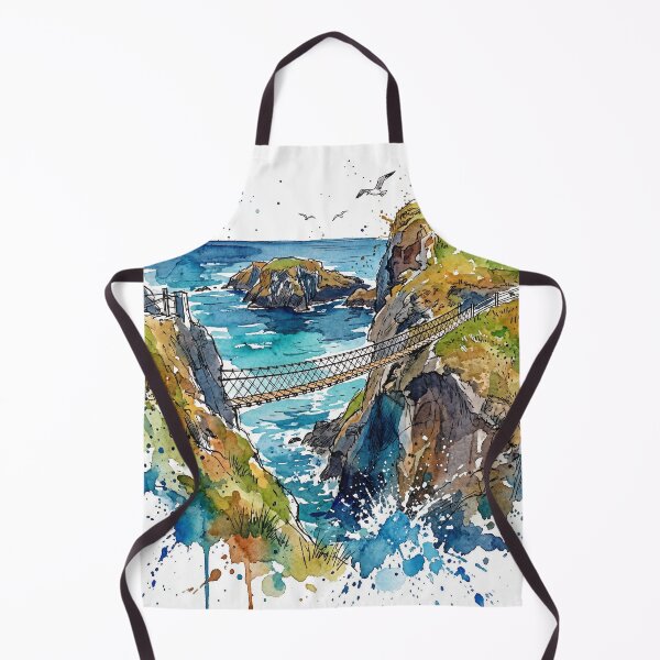 Item preview, Carrick‑a‑Rede Rope Bridge | Ink & Watercolour Northern Ireland Art Print designed and sold by Printpix.