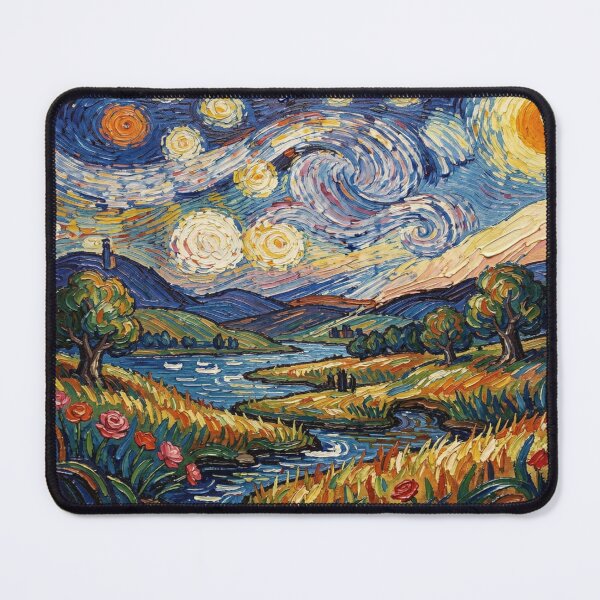 Item preview, Starry Landscape with expressive brushstrokes and nature flow in gouache style  designed and sold by FotoworldEdel.