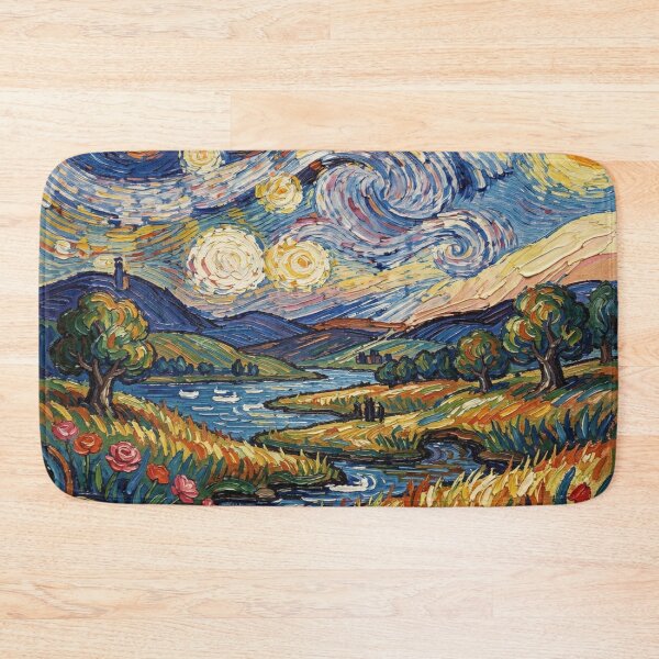 Item preview, Starry Landscape with expressive brushstrokes and nature flow in gouache style  designed and sold by FotoworldEdel.