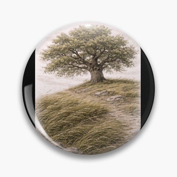 Item preview, Wind Swept Grass and Oak Tree Landscape designed and sold by Ykvaere.