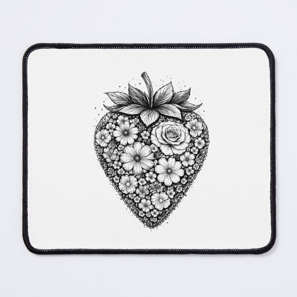 Item preview, Floral Strawberry Black & White – Elegant Fruit Illustration designed and sold by Aniahck.