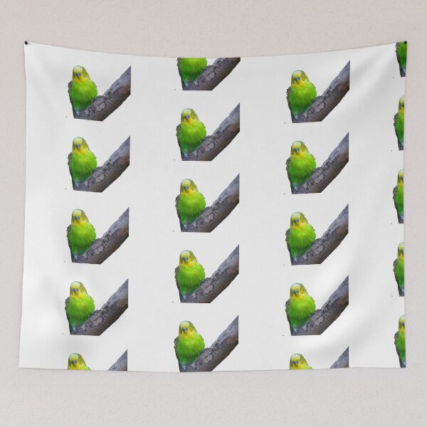 Item preview, Bright Green Budgie on Branch designed and sold by MeadowMagicDesigns.