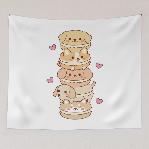 Item preview, Kawaii Macaron Dog Stack Cute Puppy Tower Art designed and sold by MJ ART.