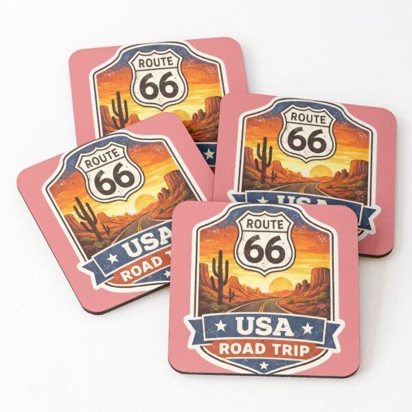 Item preview, Route 66 USA Road Trip Vintage Desert Sunset Travel Sticker designed and sold by GRYFFWEAR.