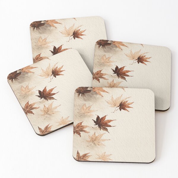 Item preview, Japanese Maple Leaves Wall Art | Autumn Watercolour Print | Falling Leaves Decor | Terracotta and Cream designed and sold by yugenprint.