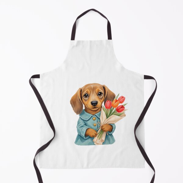 Item preview, Dachshund with Tulip Bouquet Art designed and sold by Kedspicedesign.