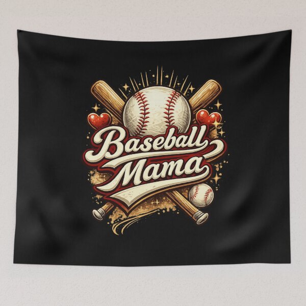 Item preview, Retro Baseball Mama Illustrative Sports Design with Hearts designed and sold by Lozarux.